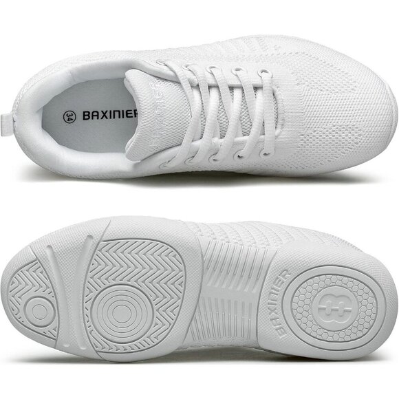 Girls White Cheerleading Shoes Breathable Youth Cheer Competition Sneakers - Picture 7 of 8